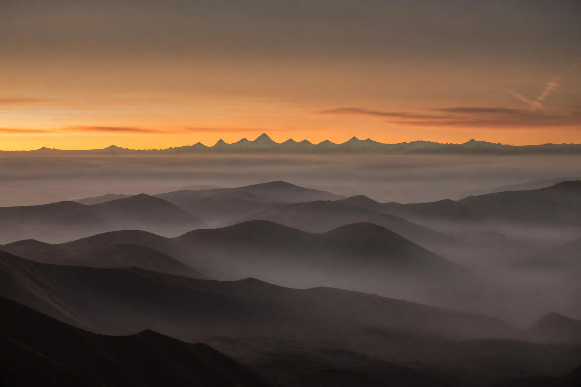 Mountain horizon at first light.