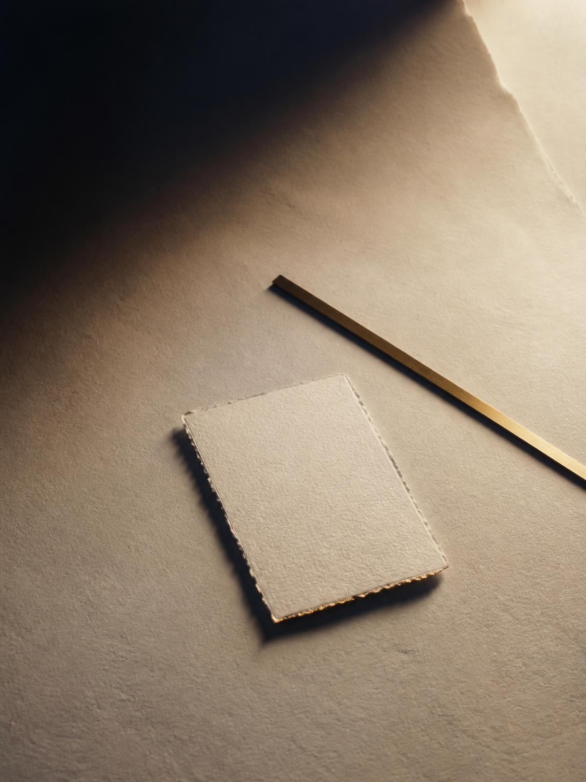 Minimal Japanese interior, wood, stone, and diffused light.